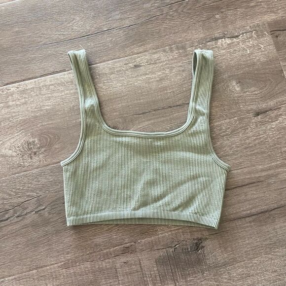 Zara Khaki Limitless Contour Crop Top - Picture 3 of 5